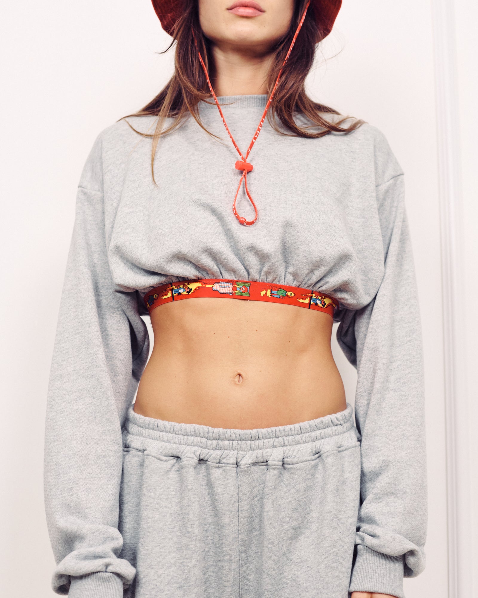 SNOOPY CROP SWEATER AMERICAN GREY