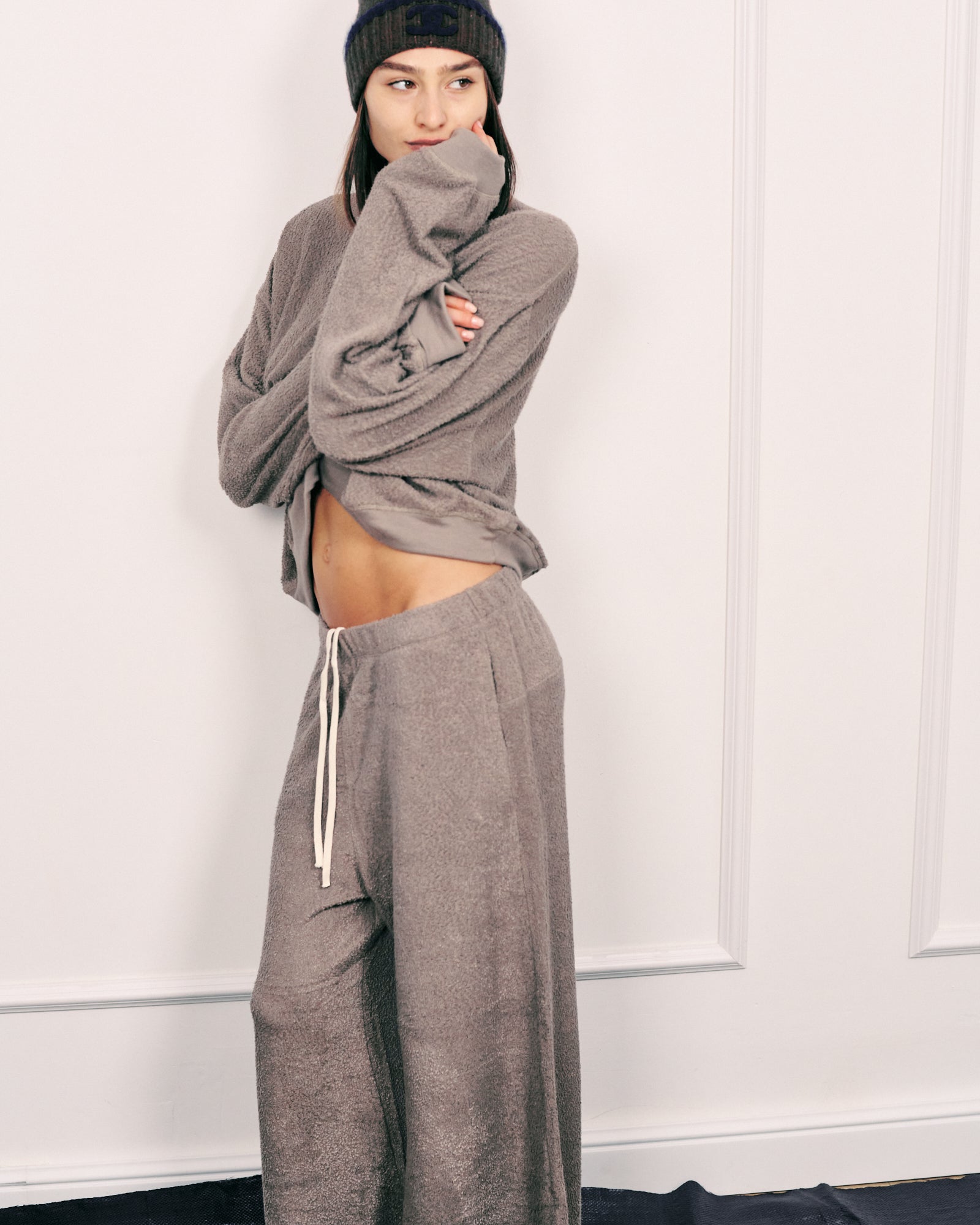 ARTHUR WIDE-LEG LIGHTWEIGHT PANTS MONOCHROME GREY