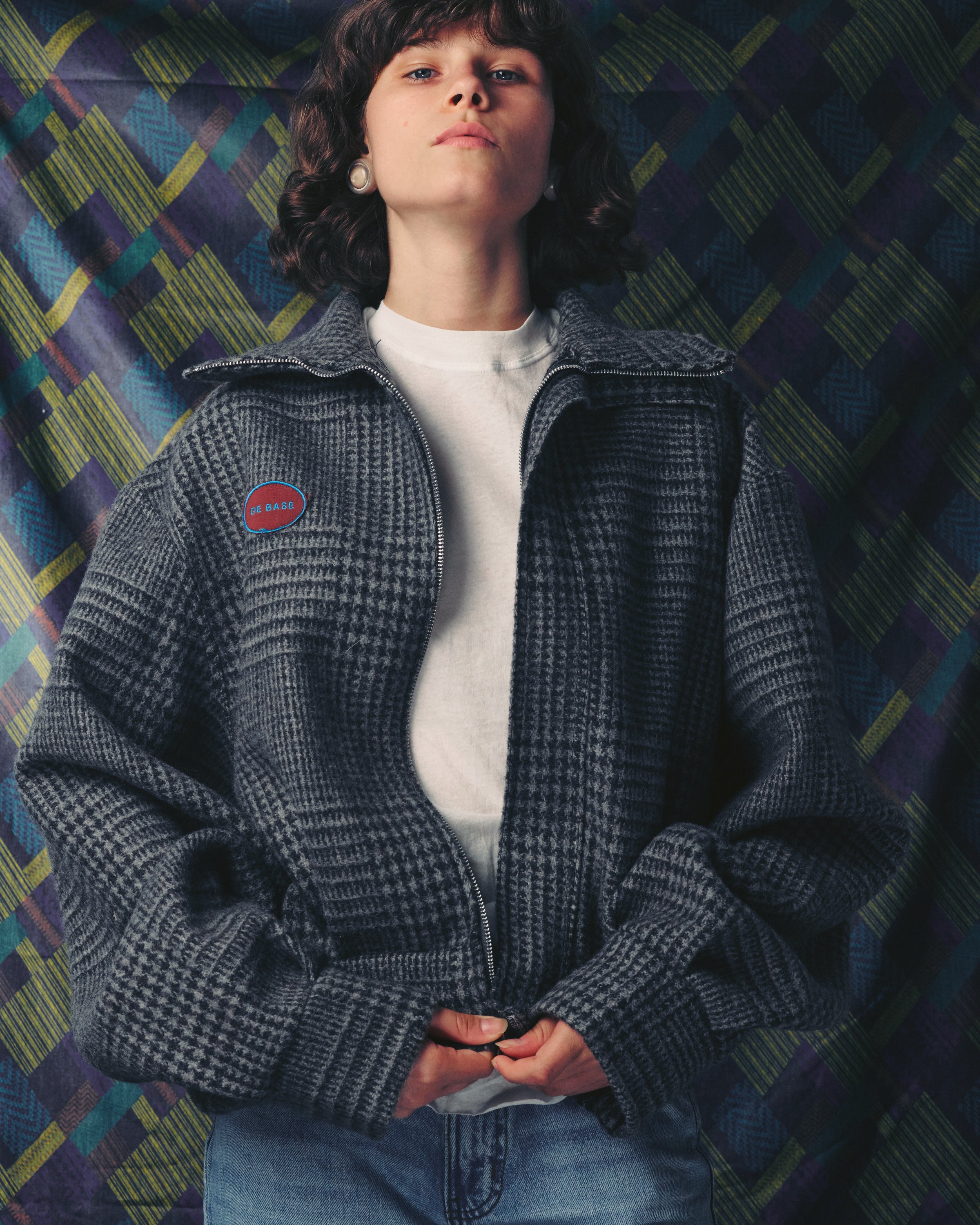 STEFF GREY PLAID WOOL JACKET