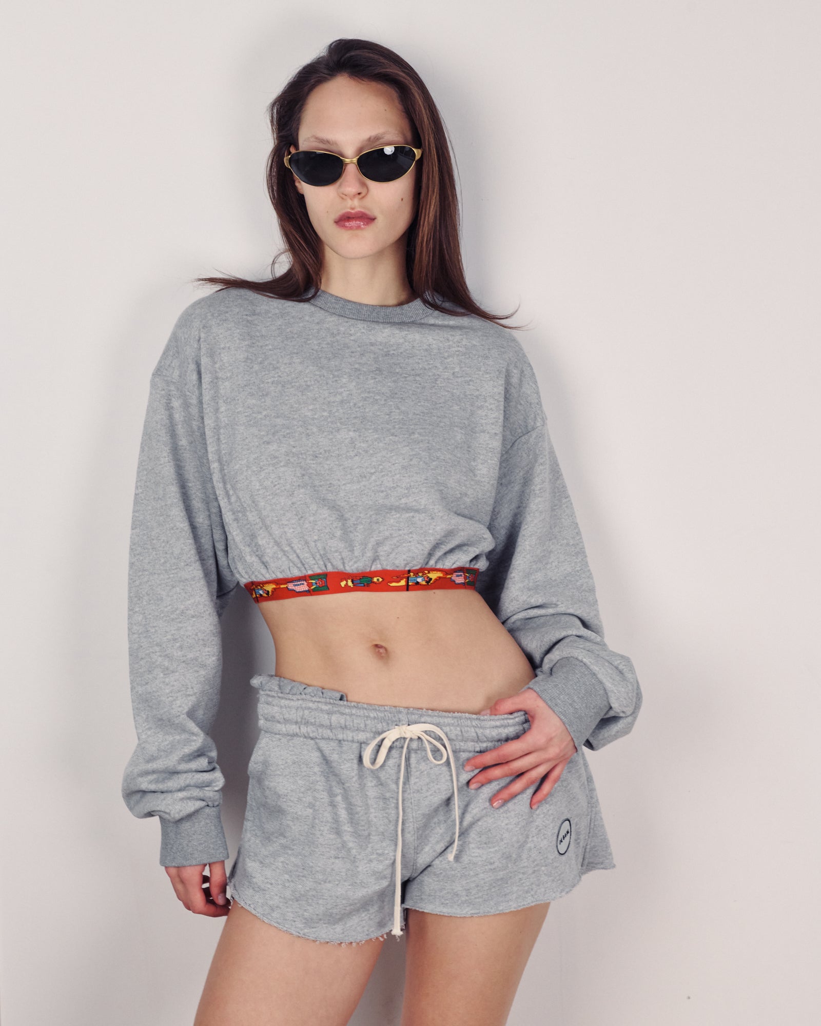 SNOOPY CROP SWEATER AMERICAN GREY