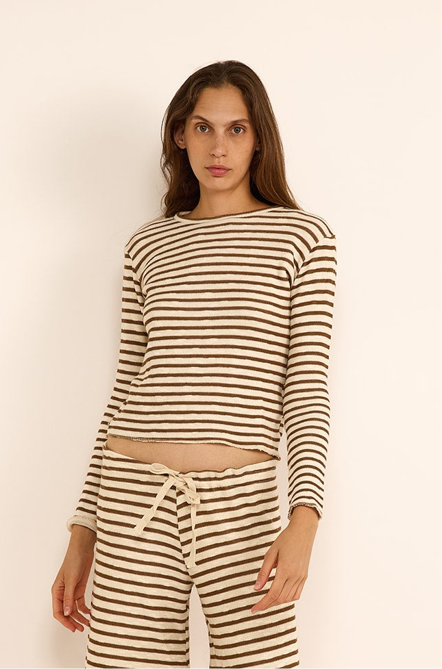 BRUNA T BROWN STRIPES SHIRT