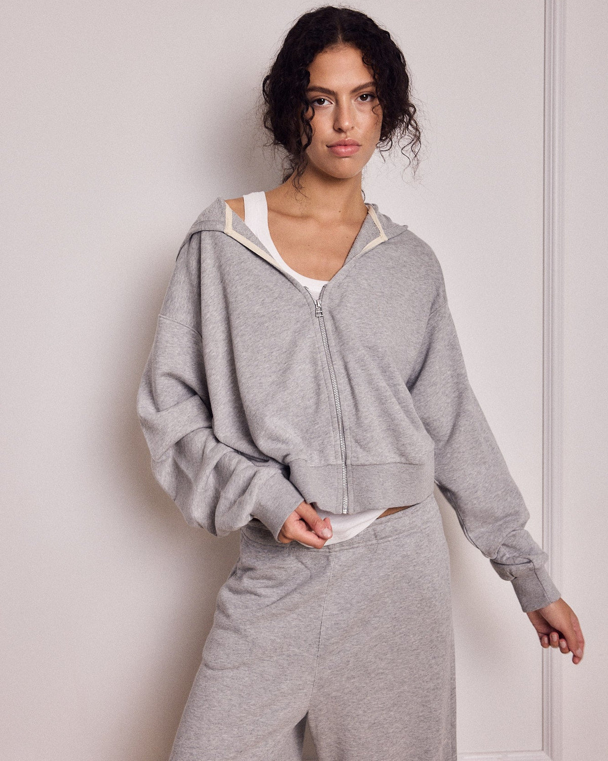 MIKEY ZIP HOODIE AMERICAN GREY