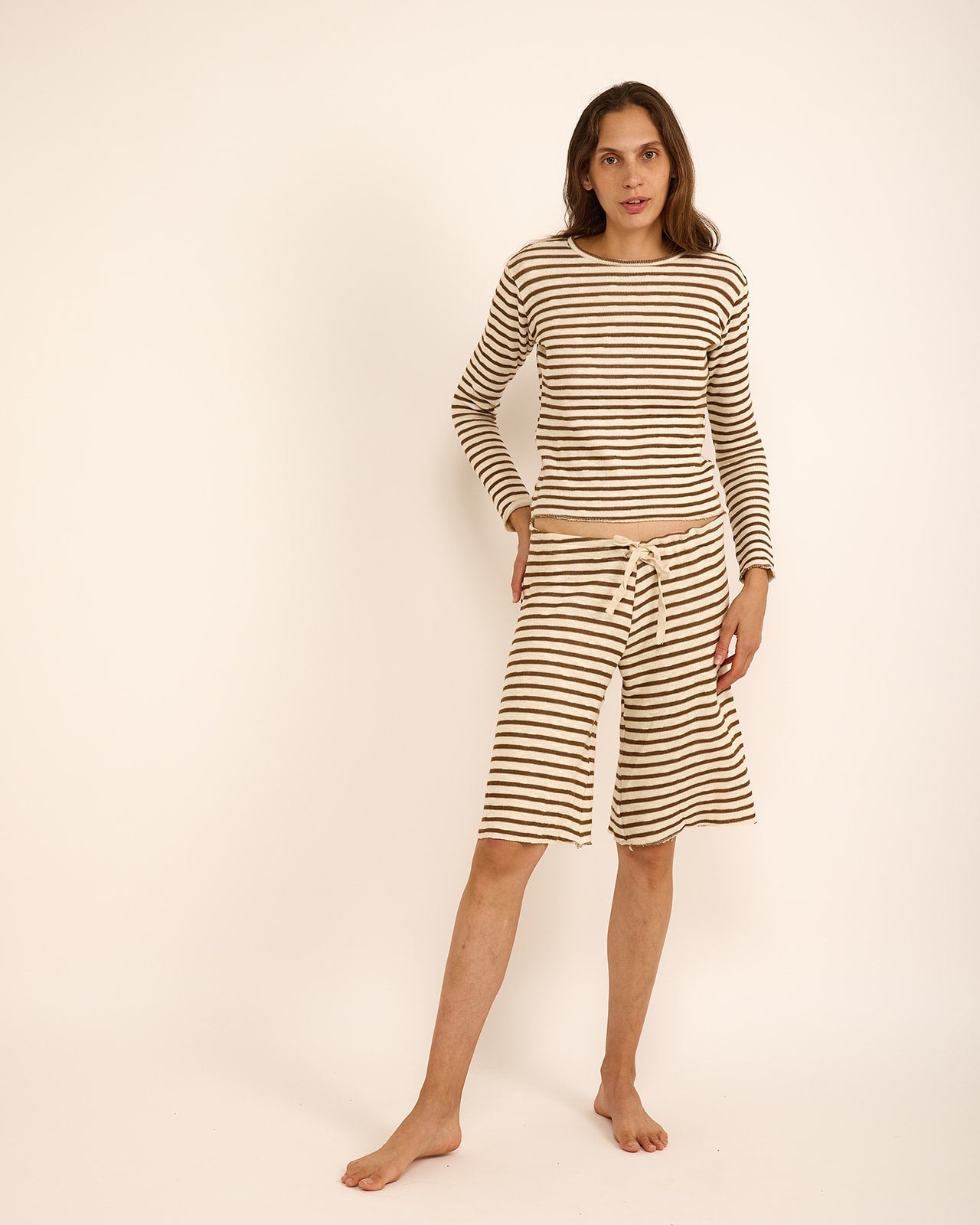 BRUNA T BROWN STRIPES SHIRT