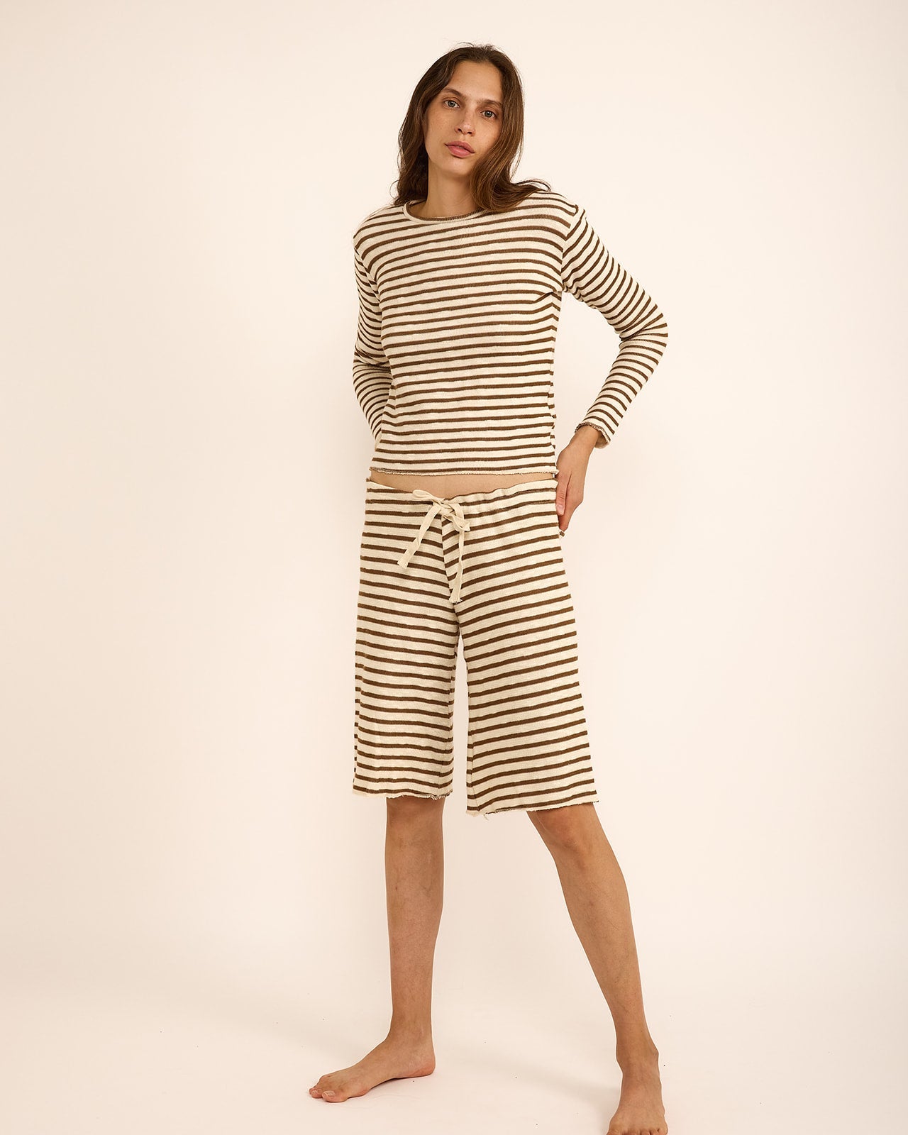 BRUNA T BROWN STRIPES SHIRT