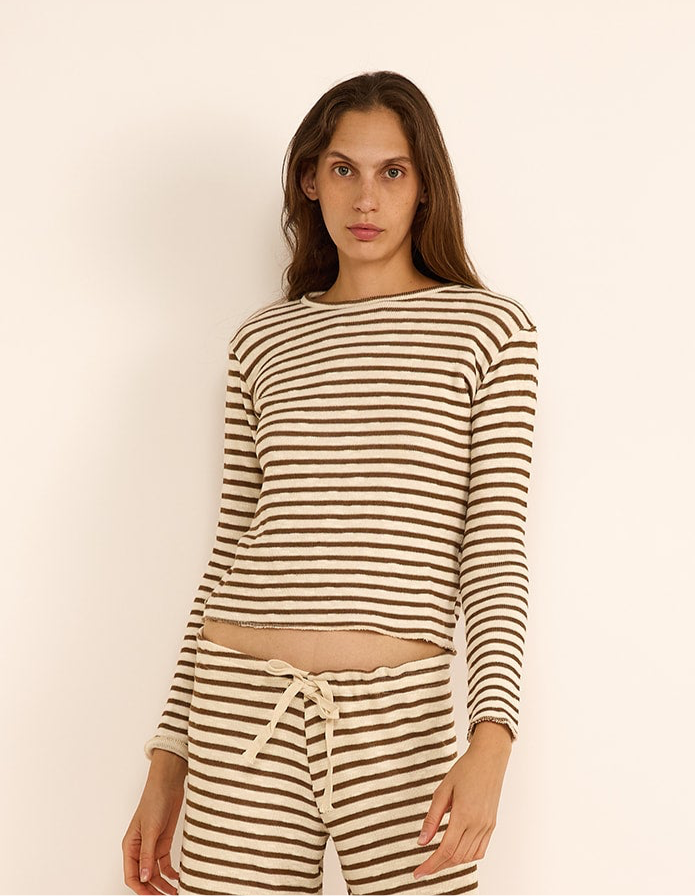 BRUNA T BROWN STRIPES SHIRT