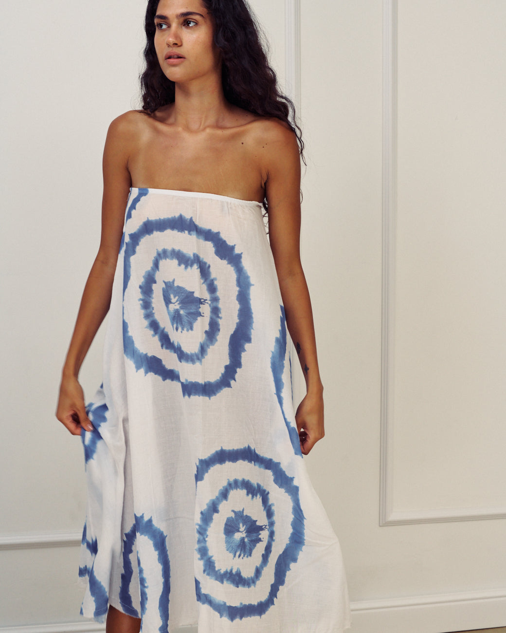 NONA TIE DYE WHITE WITH BLUE SKIRT
