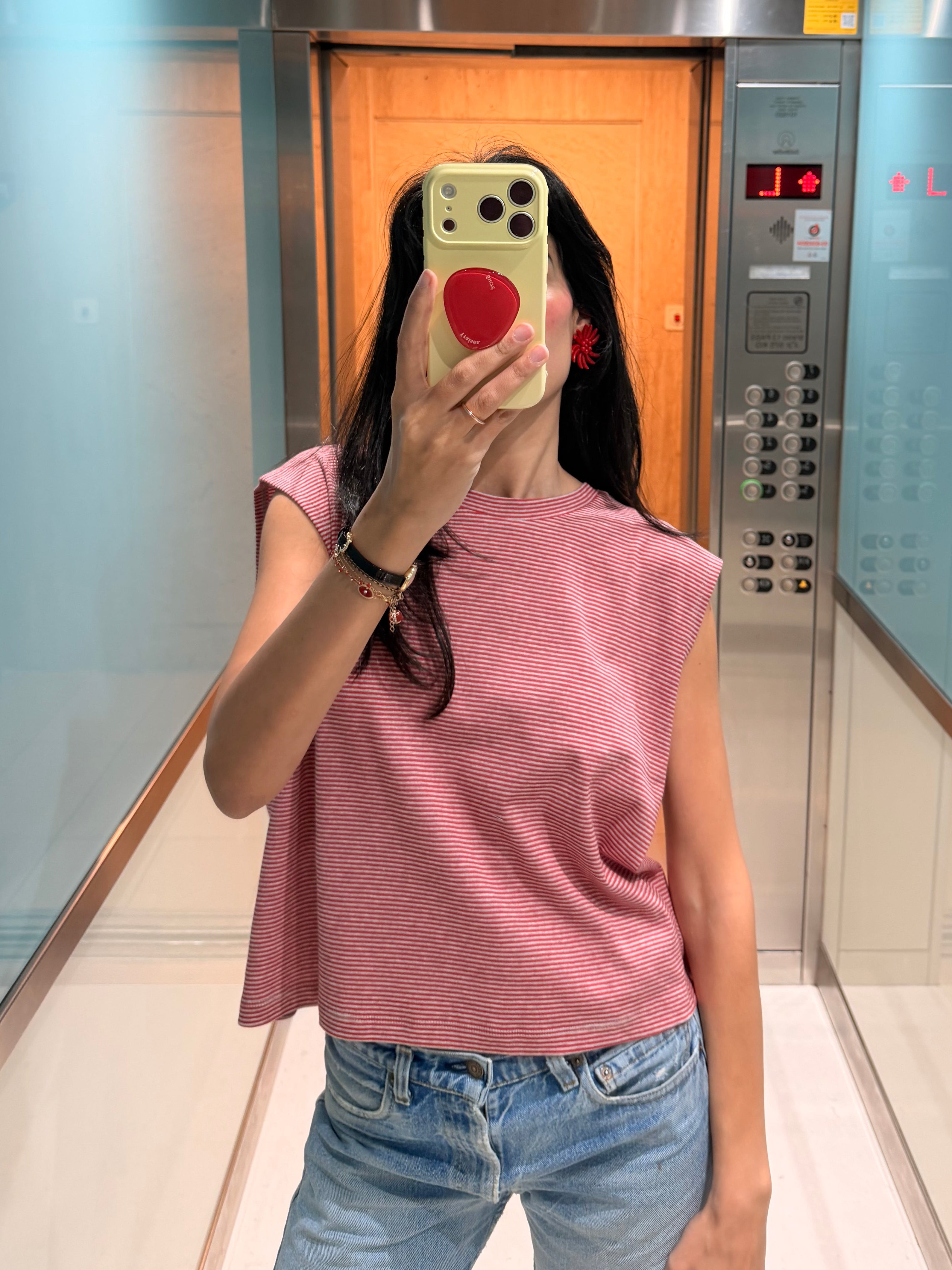 LIA TANK RED STRIPES