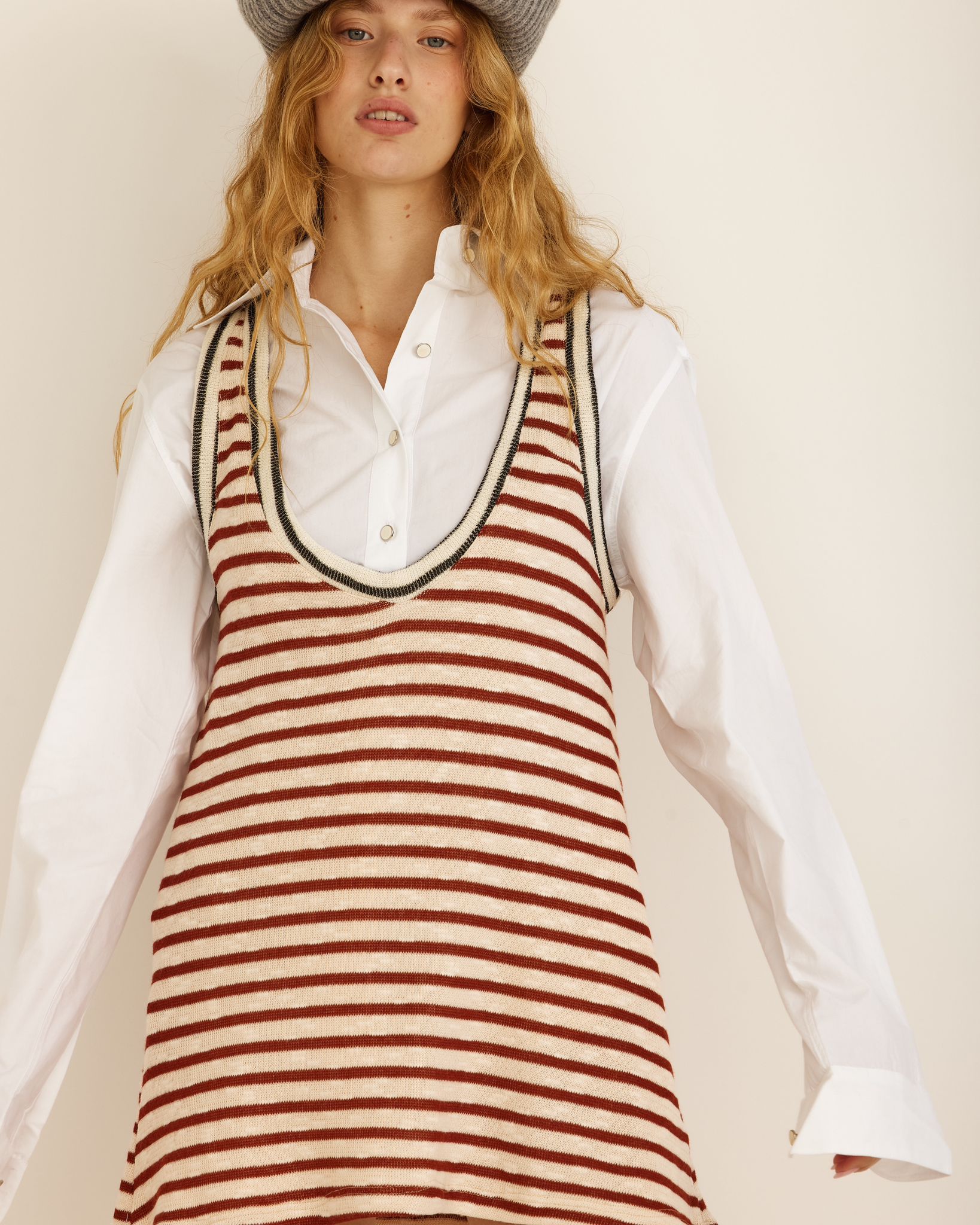 ROSO RED STRIPES DRESS