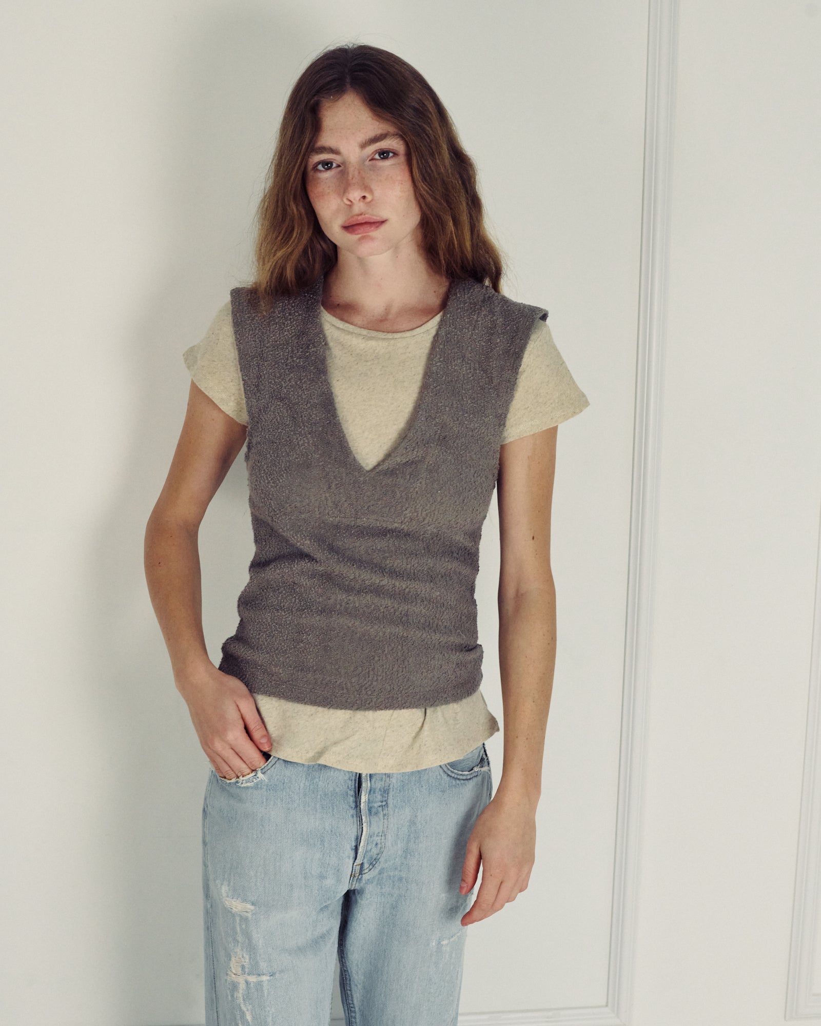 STELLA MONOCHROME GREY TOP