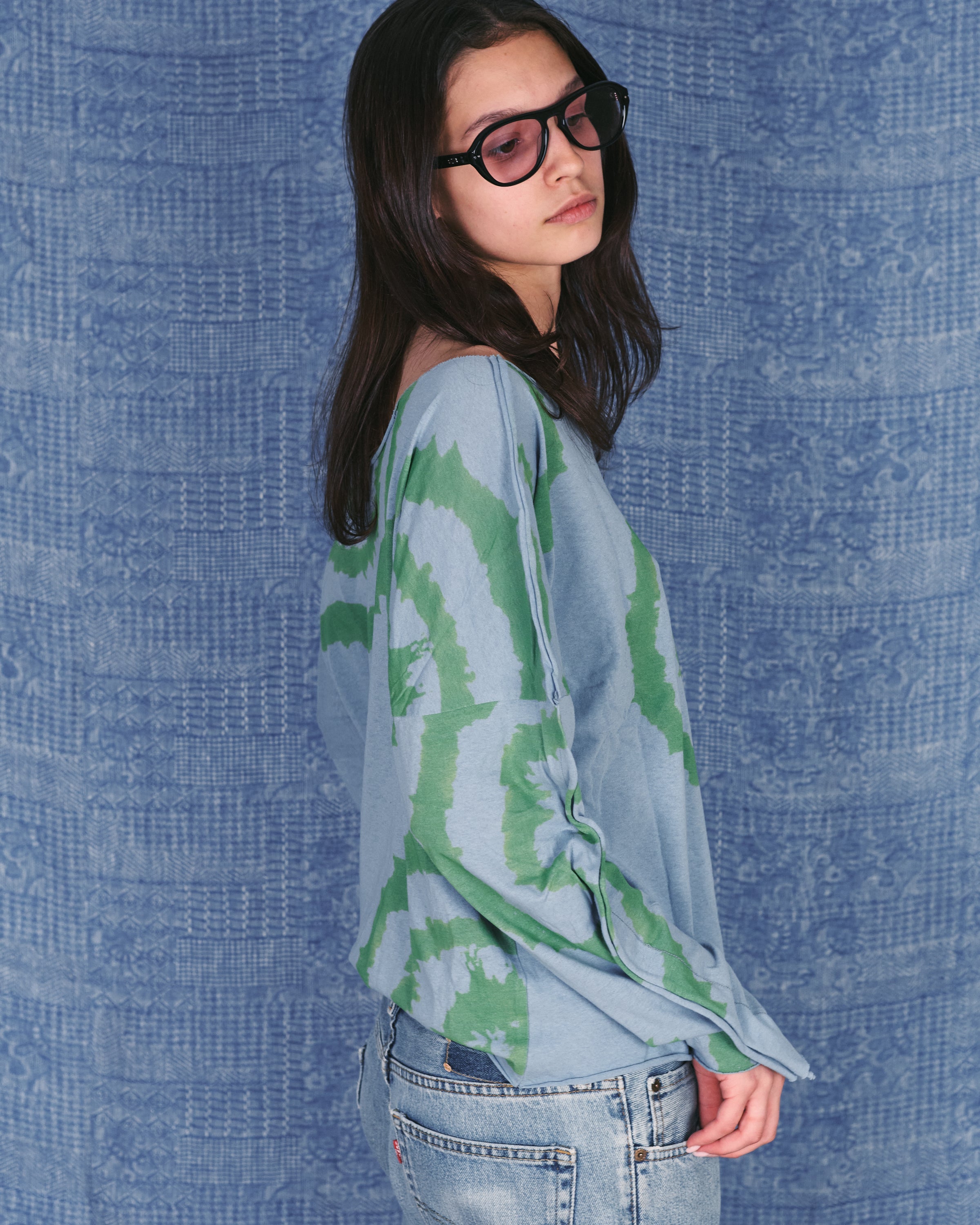 JACKSON BLUE WITH GREEN OVER SIZE SHIRT