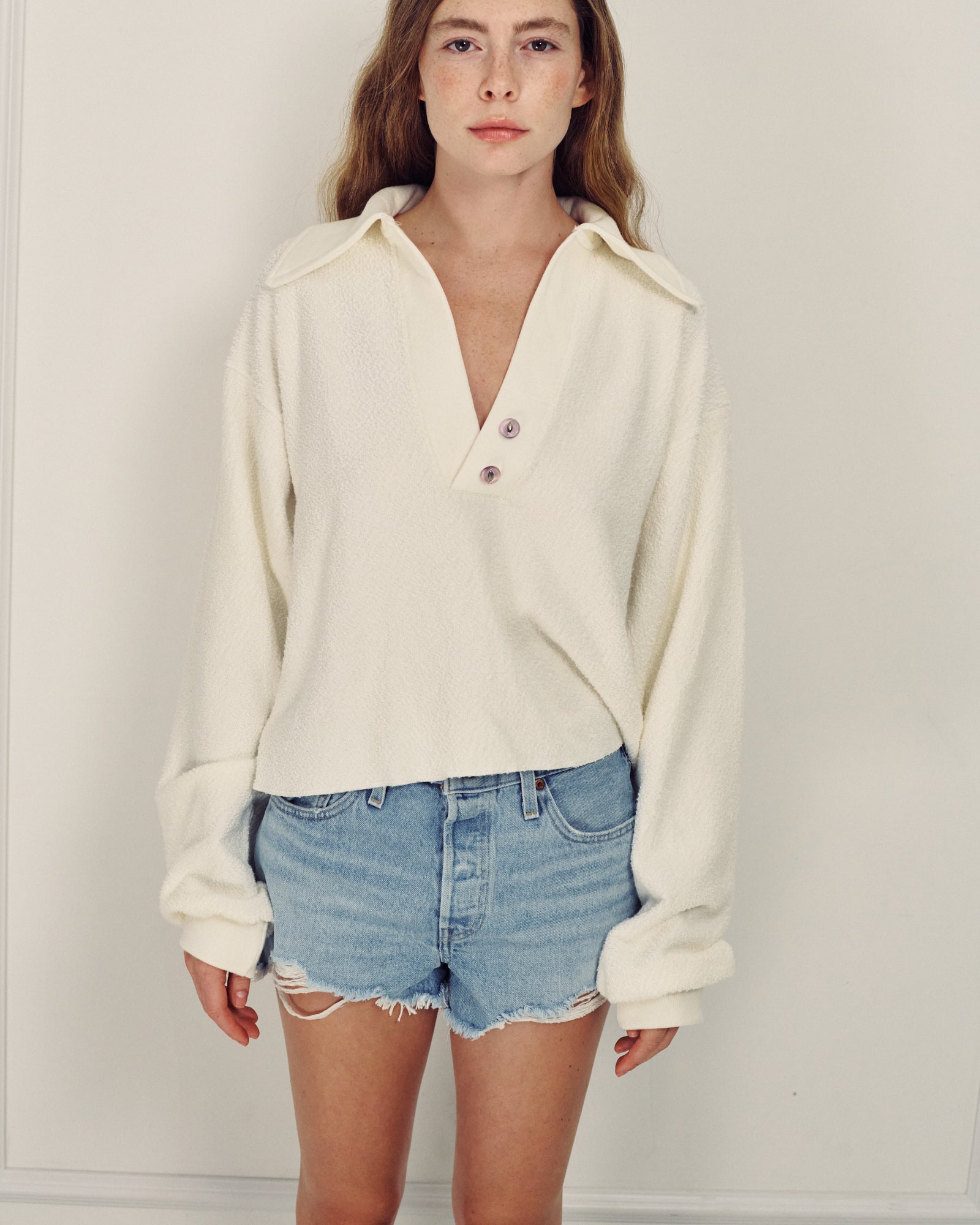 MADLEN POLO SWEATSHIRT CREAM