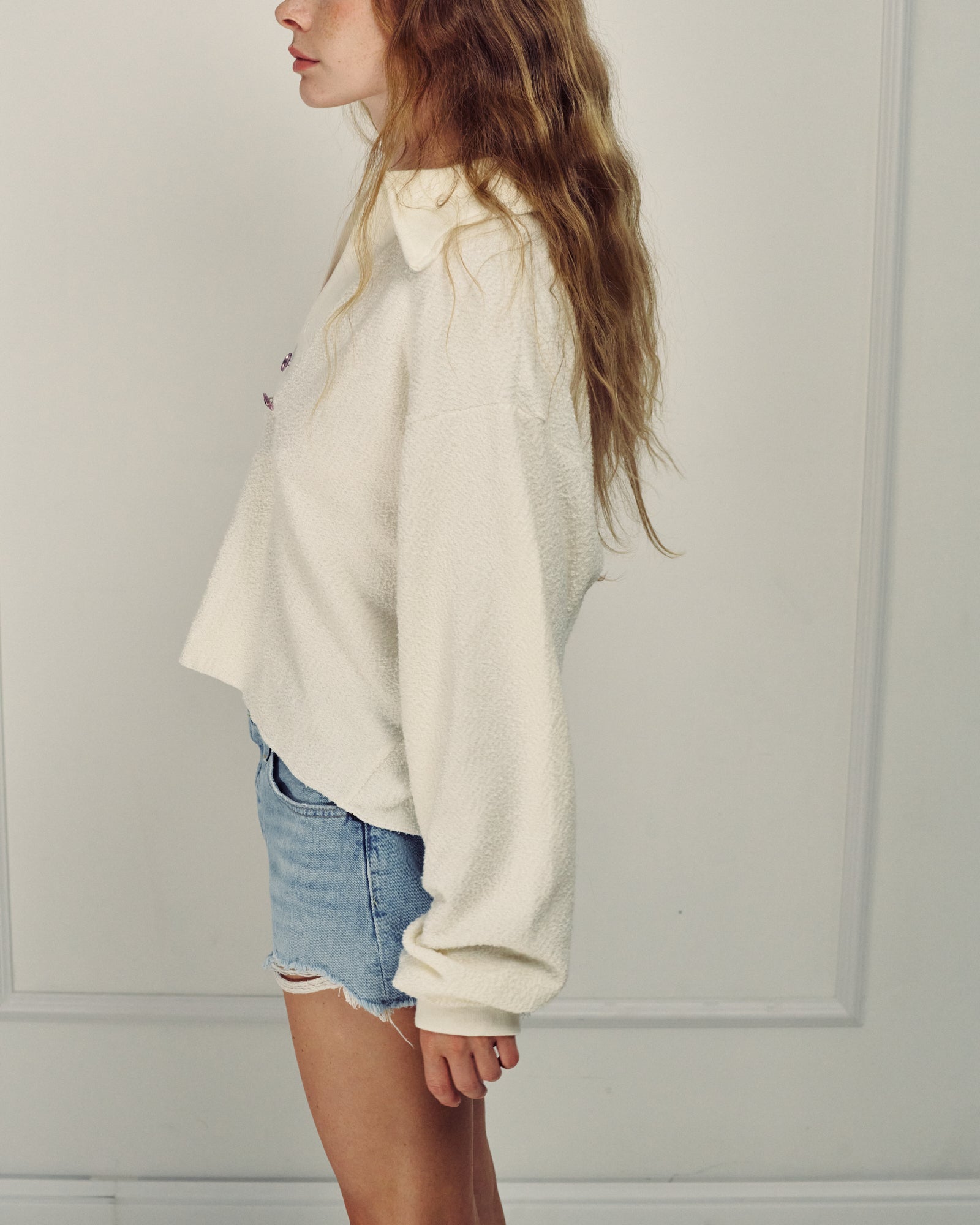 MADLEN POLO SWEATSHIRT CREAM