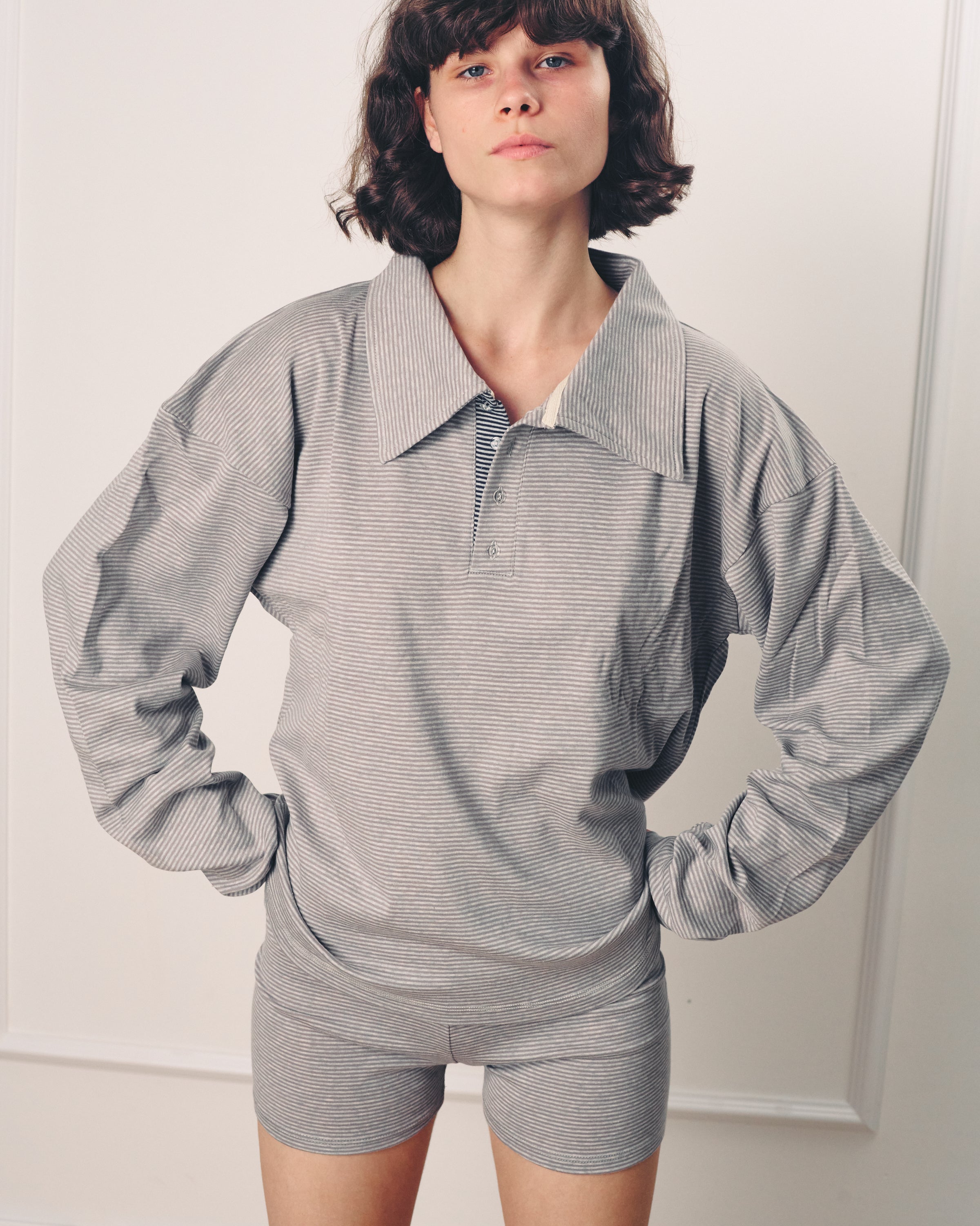 TAMAR POLO GREY STRIPES