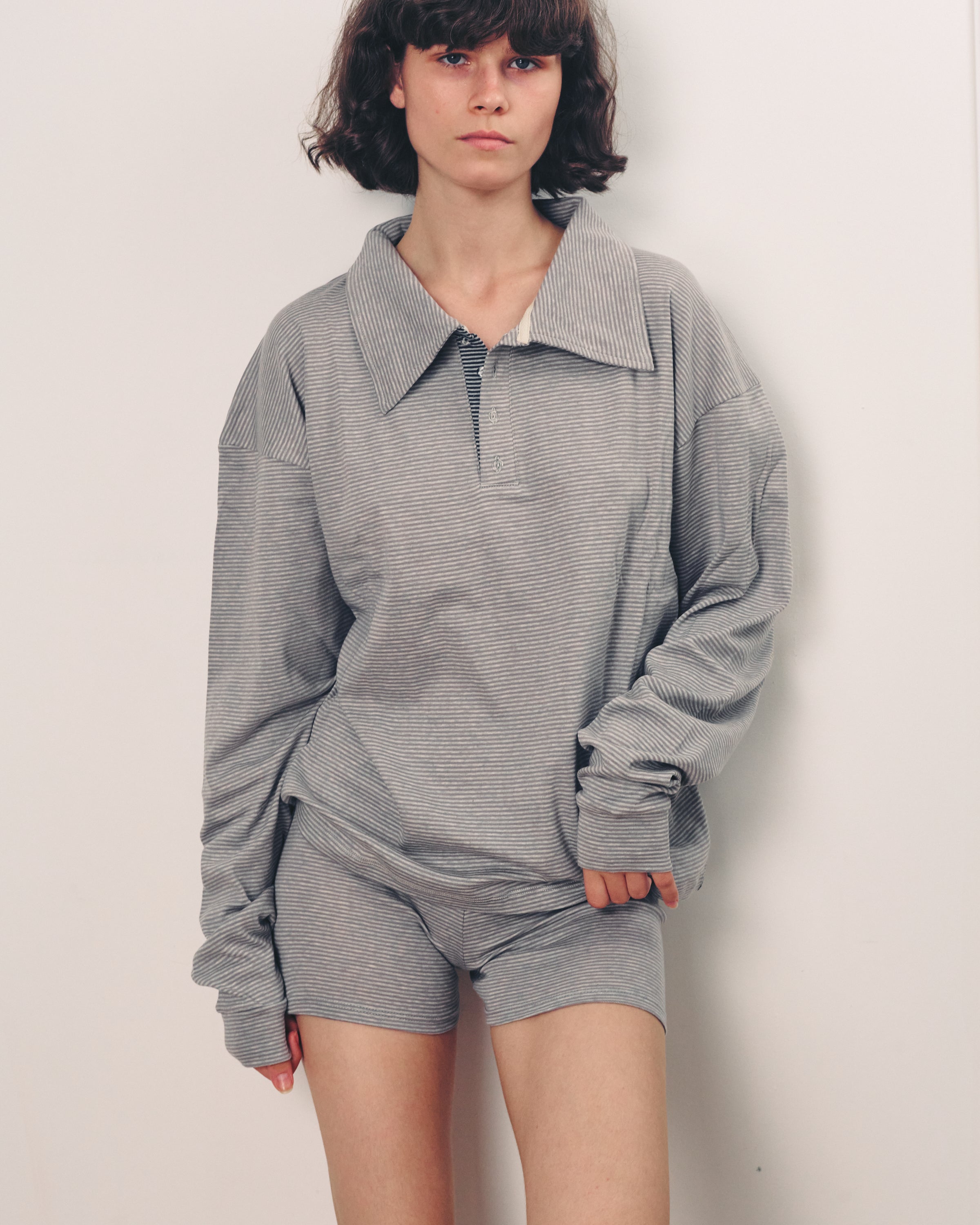 TAMAR POLO GREY STRIPES