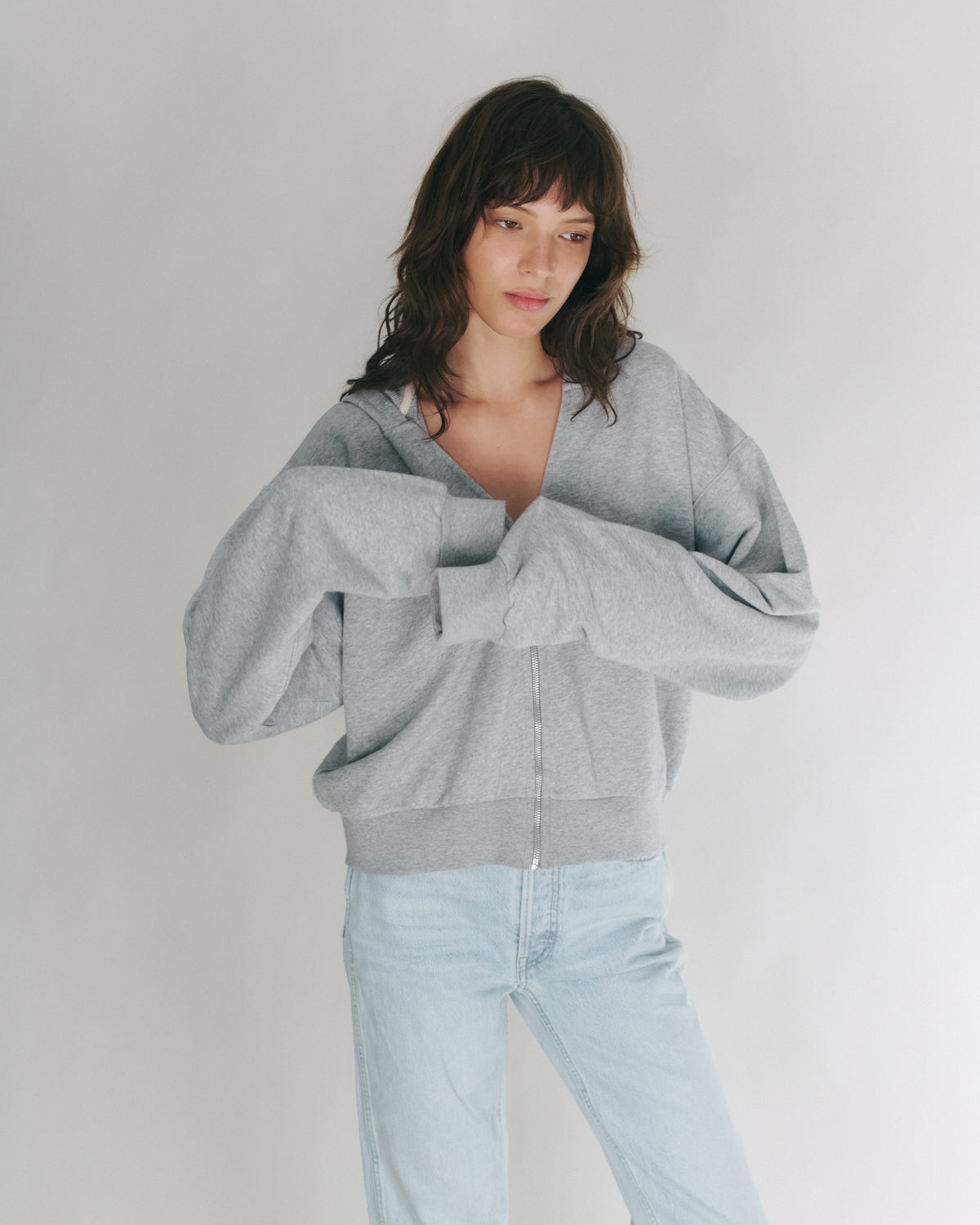 MIKEY ZIP HOODIE AMERICAN GREY