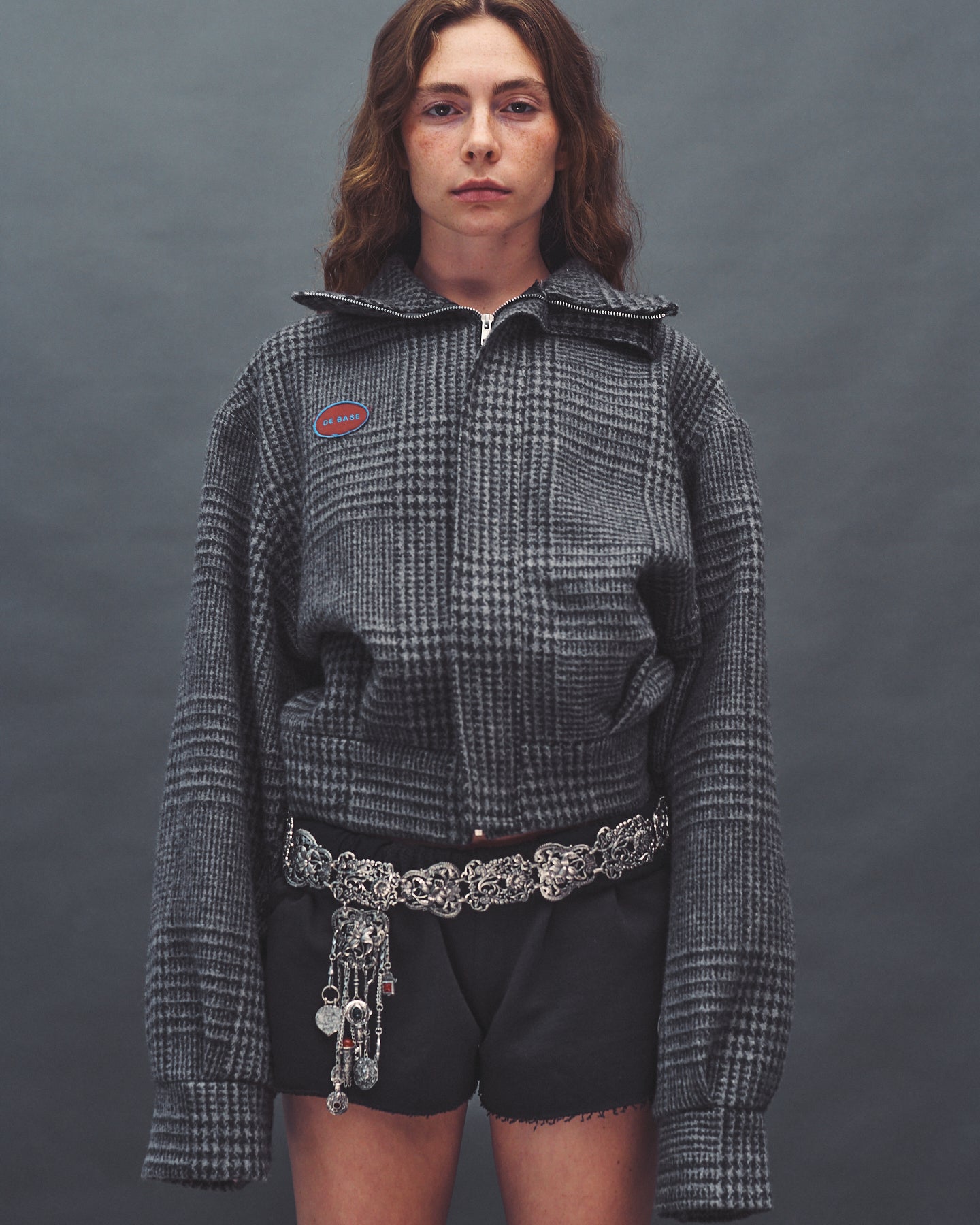 STEFF GREY PLAID WOOL JACKET