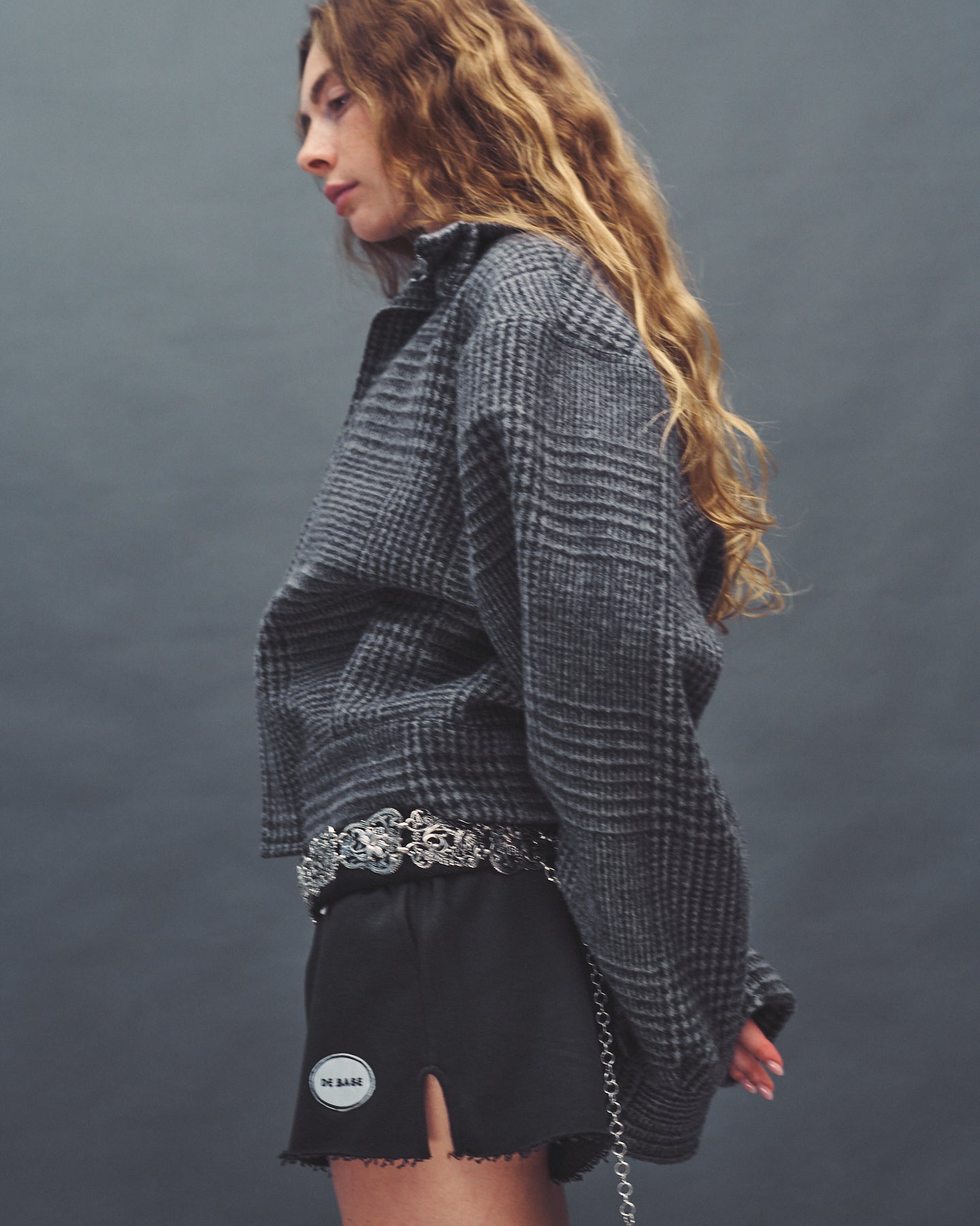STEFF GREY PLAID WOOL JACKET