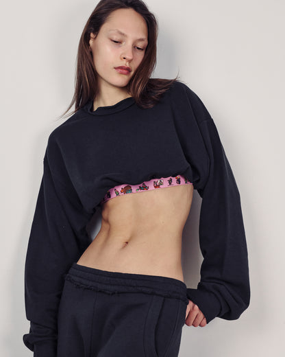 SNOOPY CROP SWEATER EASY BLACK