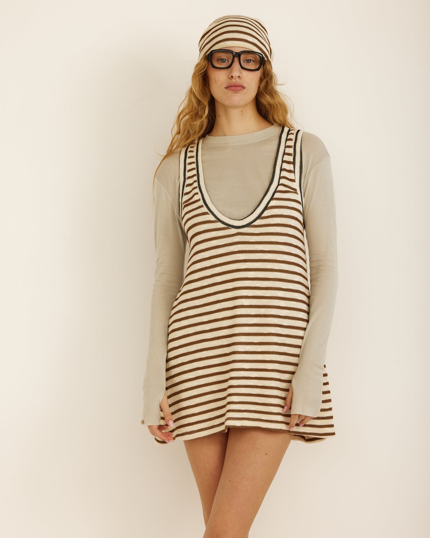 ROSO DRESS BROWN STRIPES