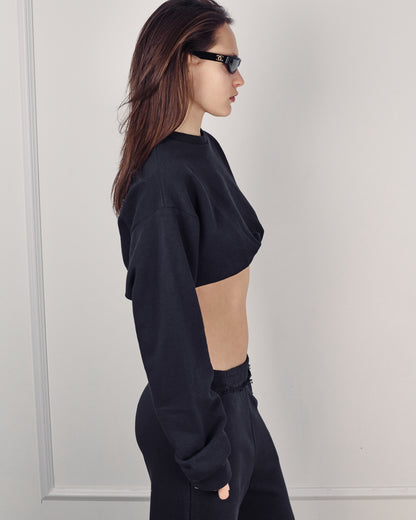 SNOOPY CROP SWEATER EASY BLACK