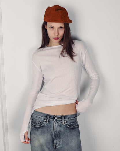 SHAKED WHITE RIB TEE