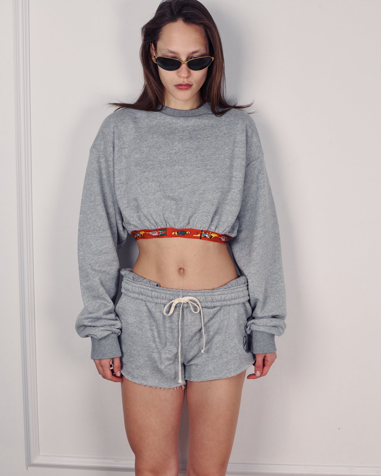 SNOOPY CROP SWEATER AMERICAN GREY