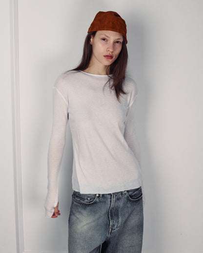 SHAKED WHITE RIB TEE