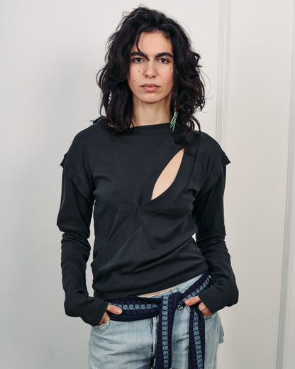 ISABEL MONOCHROME GREY TOP