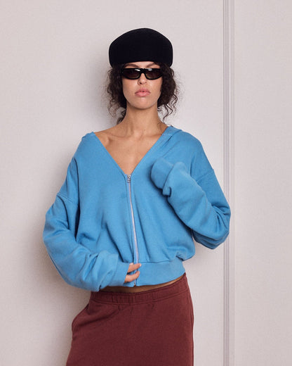 MIKEY ZIP HOODIE BLUE