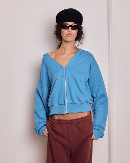 MIKEY ZIP HOODIE BLUE