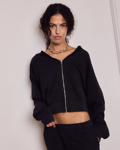 MIKEY ZIP HOODIE EASY BLACK