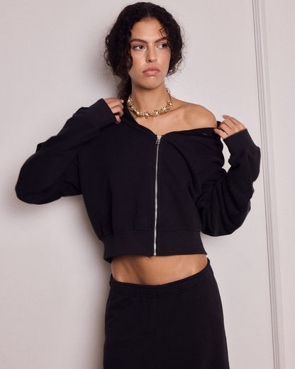 MIKEY ZIP HOODIE EASY BLACK