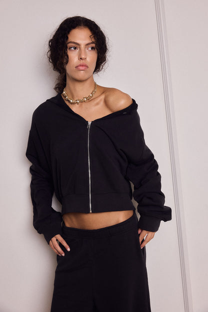MIKEY ZIP HOODIE EASY BLACK