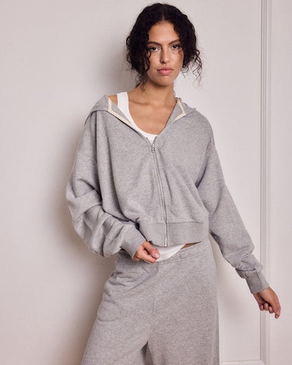 MIKEY ZIP HOODIE AMERICAN GREY