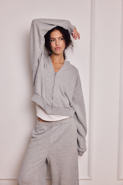 MIKEY ZIP HOODIE AMERICAN GREY