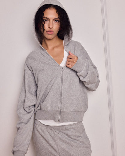 MIKEY ZIP HOODIE AMERICAN GREY