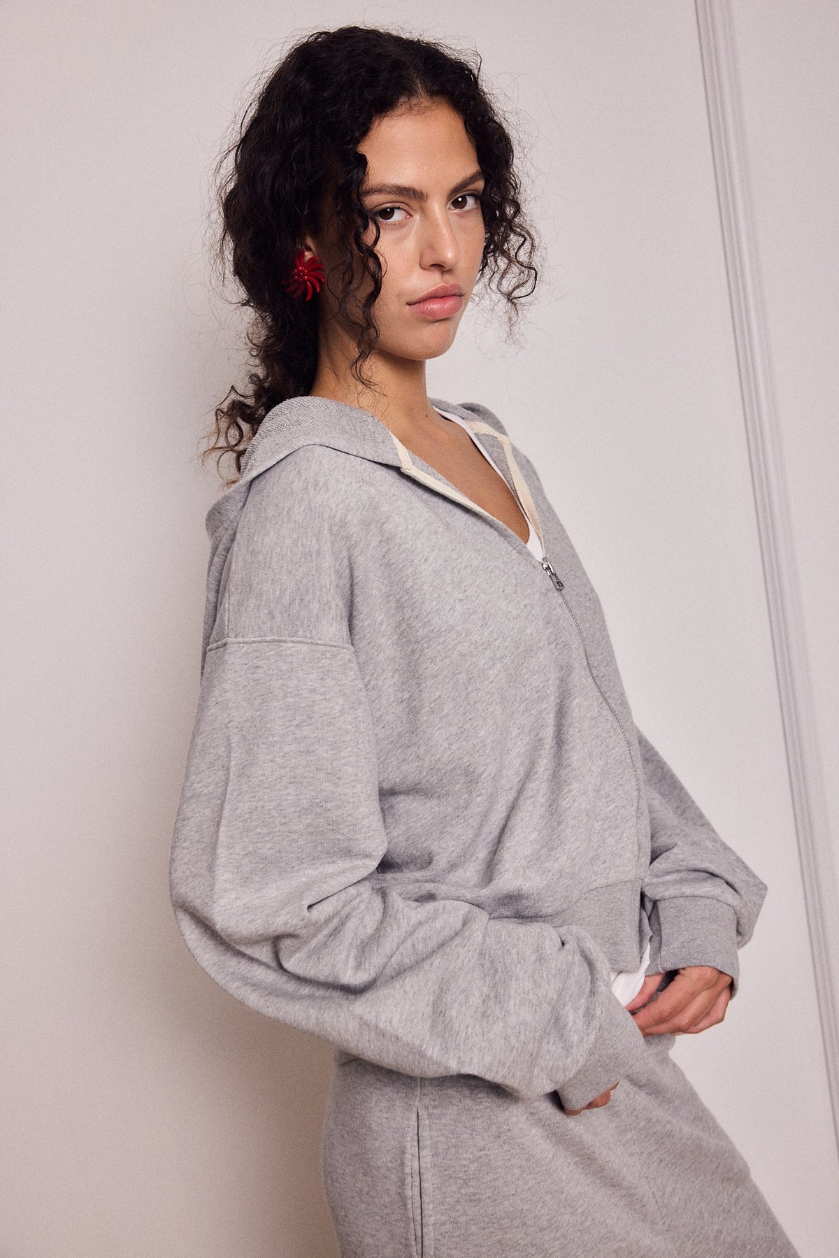 MIKEY ZIP HOODIE AMERICAN GREY