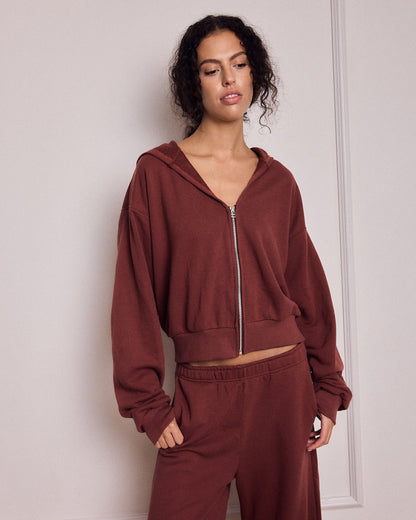 MIKEY ZIP HOODIE BURGUNDY