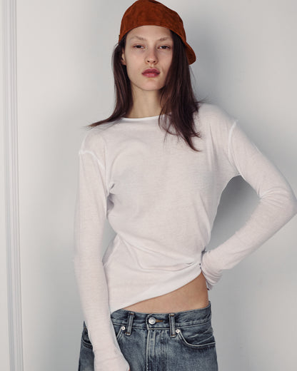 SHAKED WHITE RIB TEE