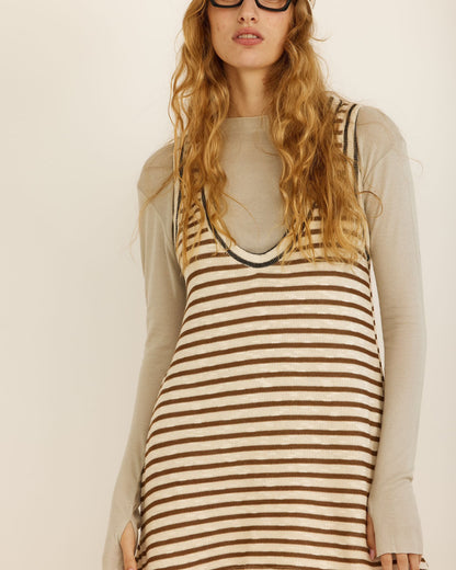 ROSO DRESS BROWN STRIPES