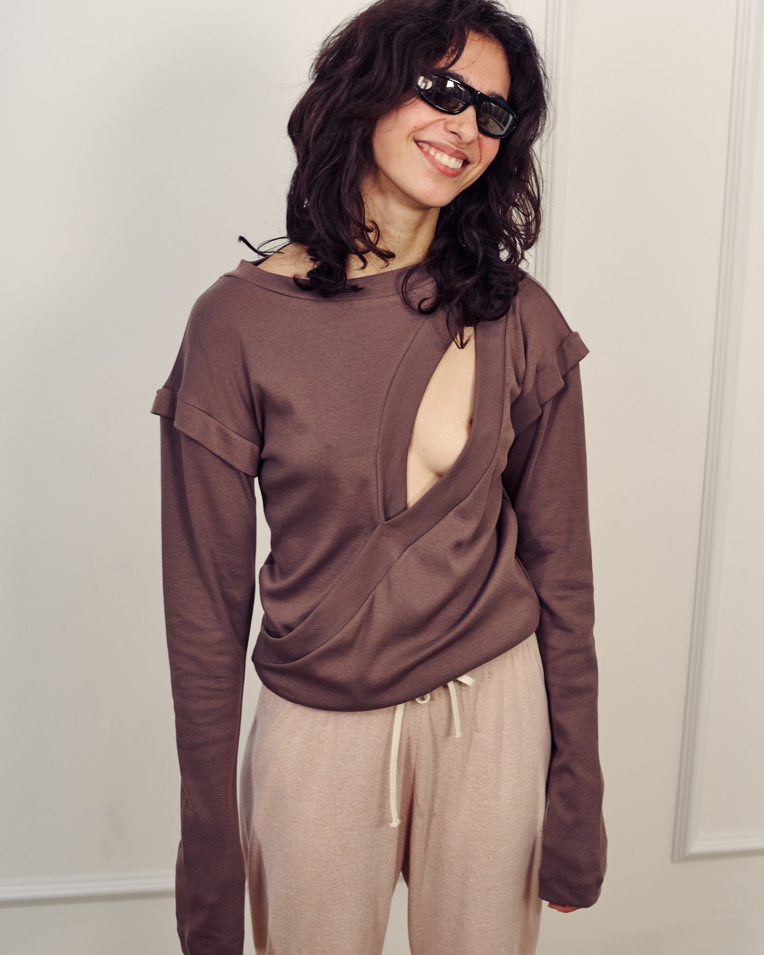 ISABEL SMOKY BROWN TOP