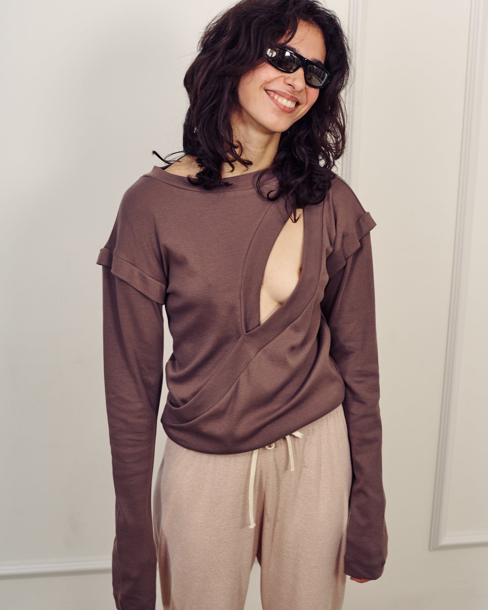 ISABEL SMOKY BROWN TOP