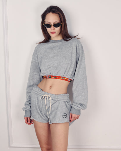 SNOOPY CROP SWEATER AMERICAN GREY