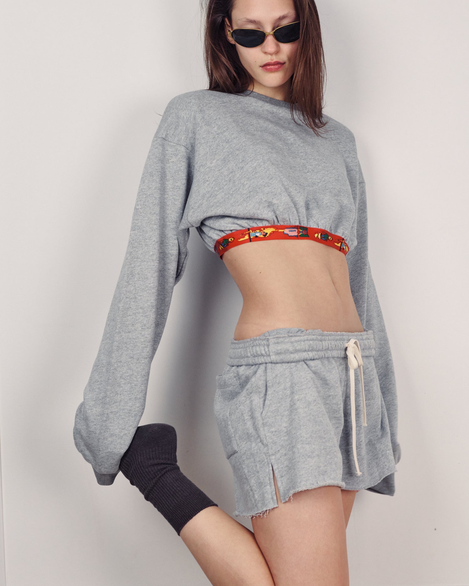 SNOOPY CROP SWEATER AMERICAN GREY