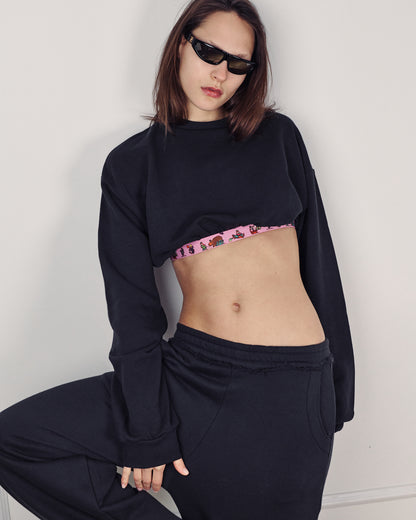 SNOOPY CROP SWEATER EASY BLACK