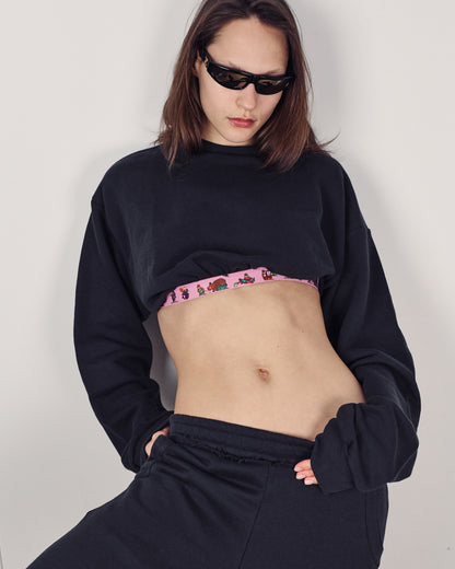 SNOOPY CROP SWEATER EASY BLACK