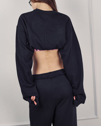 SNOOPY CROP SWEATER EASY BLACK