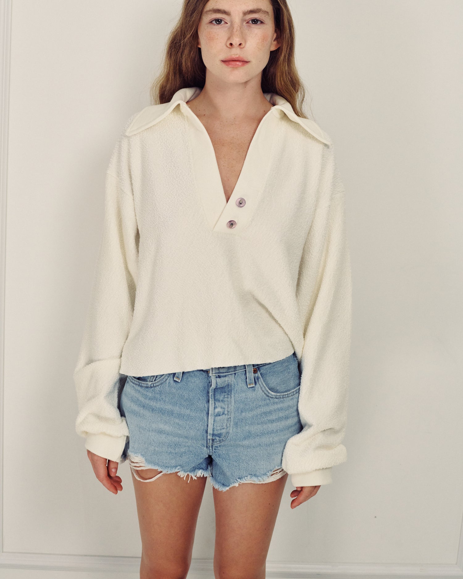 MADLEN POLO SWEATSHIRT CREAM
