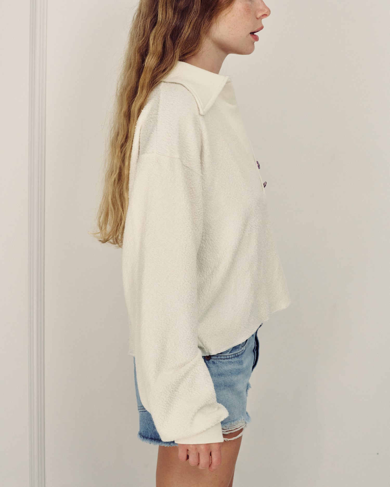 MADLEN POLO SWEATSHIRT CREAM