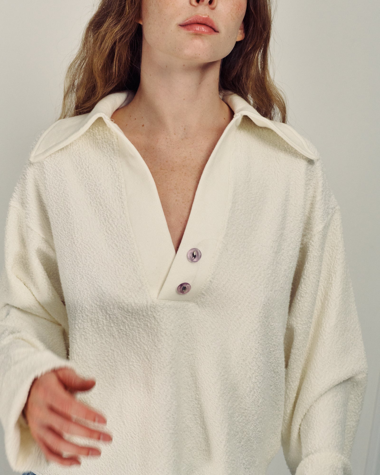 MADLEN POLO SWEATSHIRT CREAM